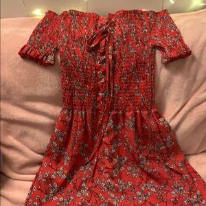Red floral romper